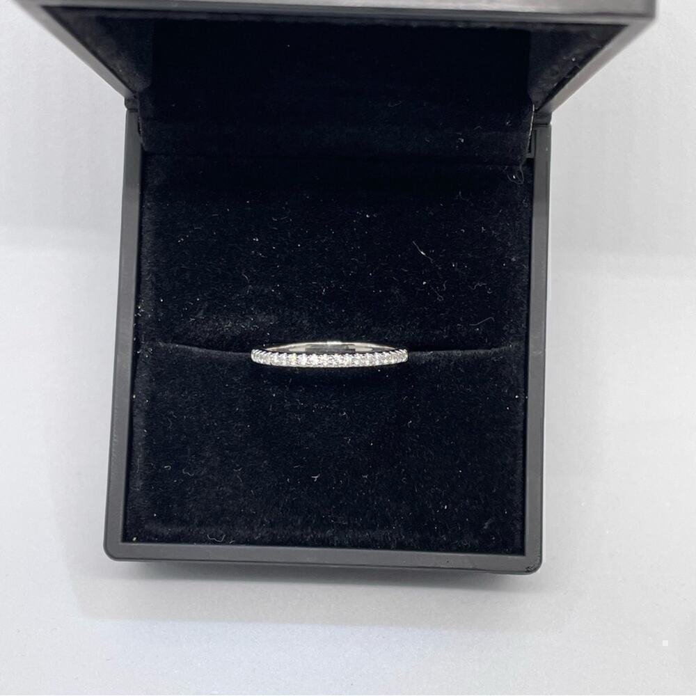 Moissanite Diamond Half Eternity Band Ring Dainty Wedding Stacking Band White - Picture 6 of 7